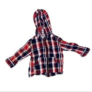 Gymboree Boys Toddler Unlined Plaid Hooded Jacket